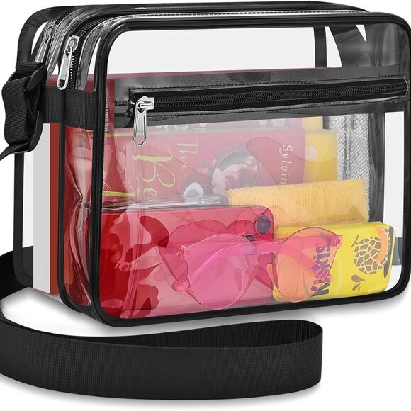 Clear Messenger Bag with 2 Compartments, Clear Crossbody Tote Bag for Stadium Ev - Picture 1 of 6